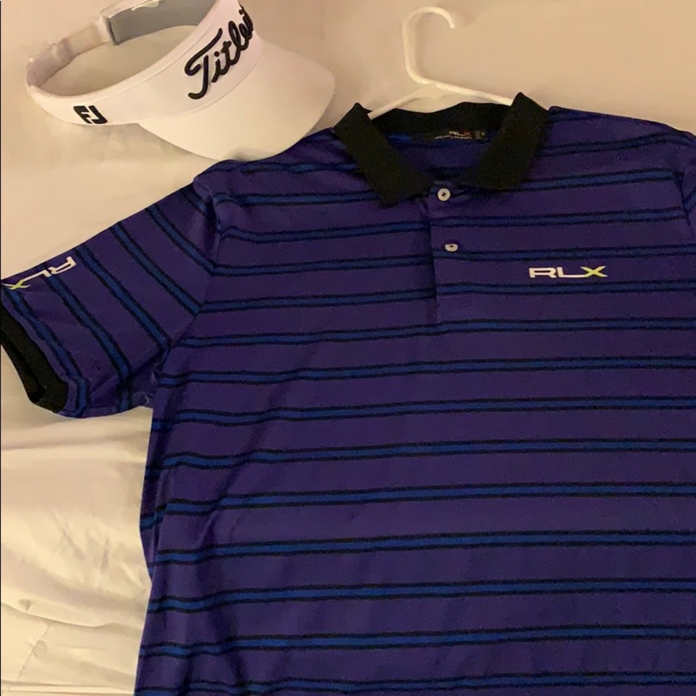 Men’s RLX golf shirt. Purple/blue/black size xl
